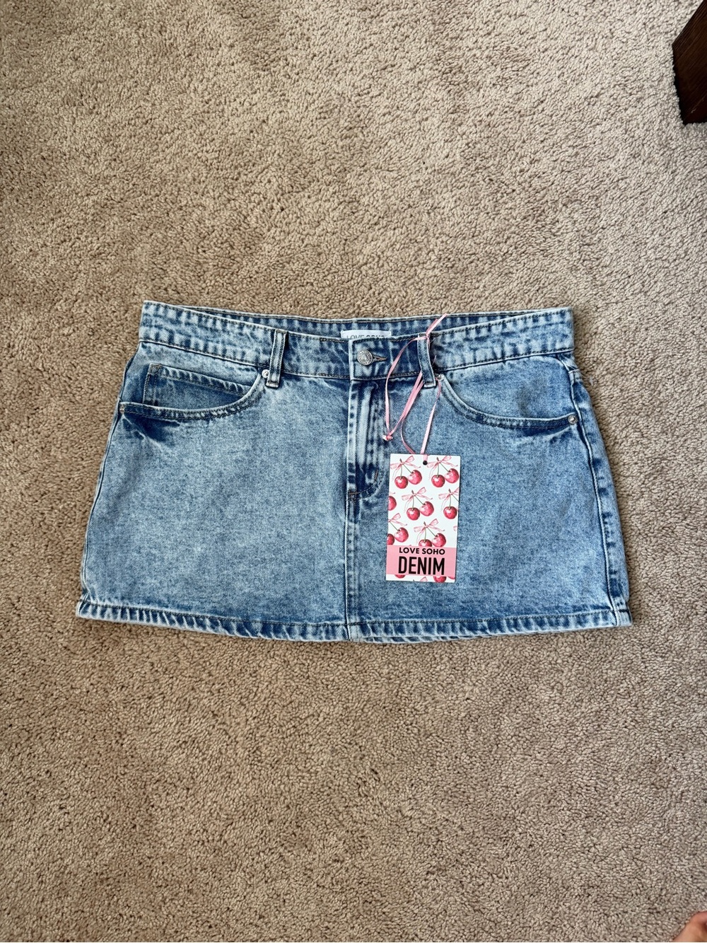 Light Wash Denim Mini Skirt - Love Soho